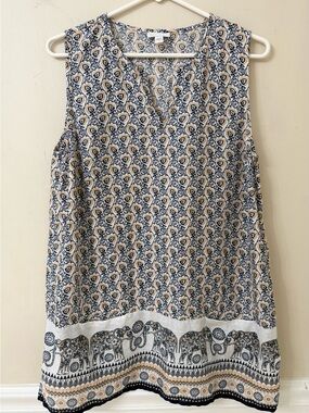 J. Jill Love Linen 100% linen sleeveless tunic elephant border